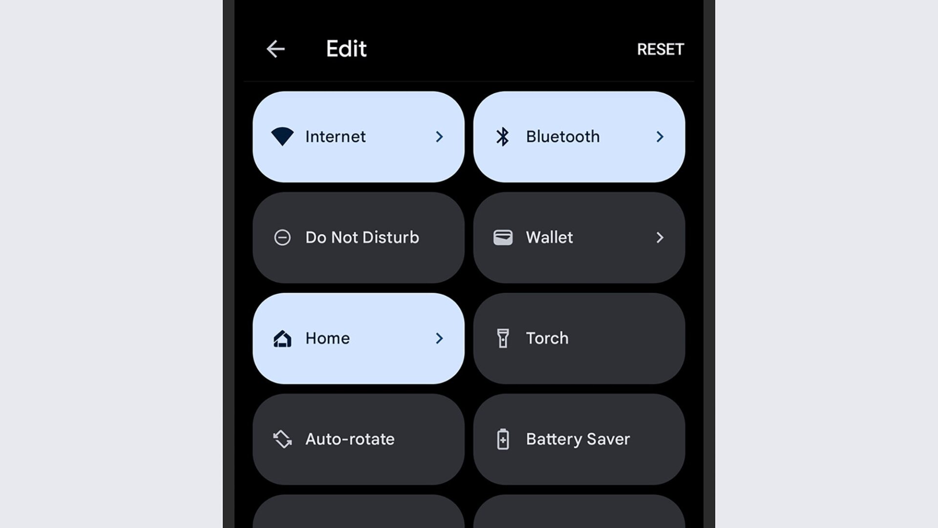 Configure la Configuración rápida de la forma que quiere que sea.