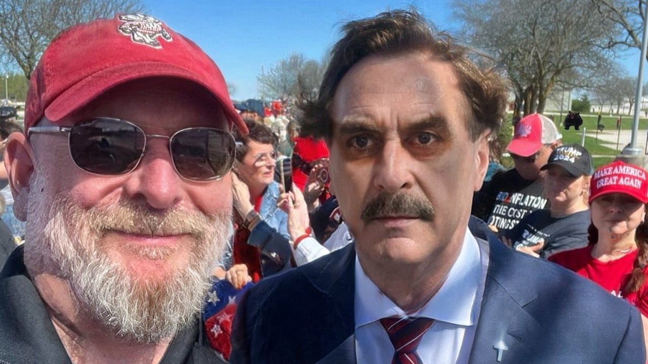 La imagen retocada con Photoshop del director ejecutivo de MyPillow, Mike Lindell, que se ha vuelto viral en las redes sociales