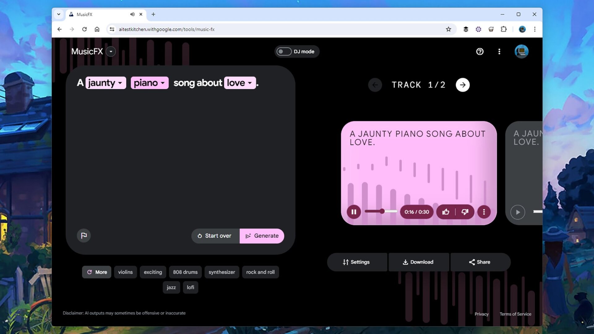 MusicFX es un experimento de Google.