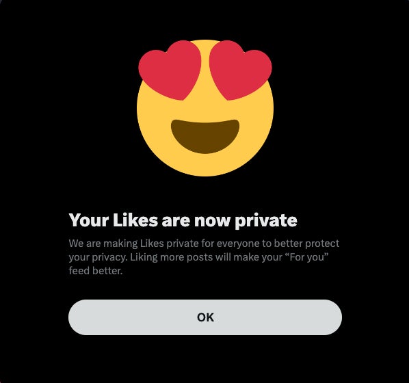 Notificación enviada a X usuarios sobre el cambio a Me gusta.