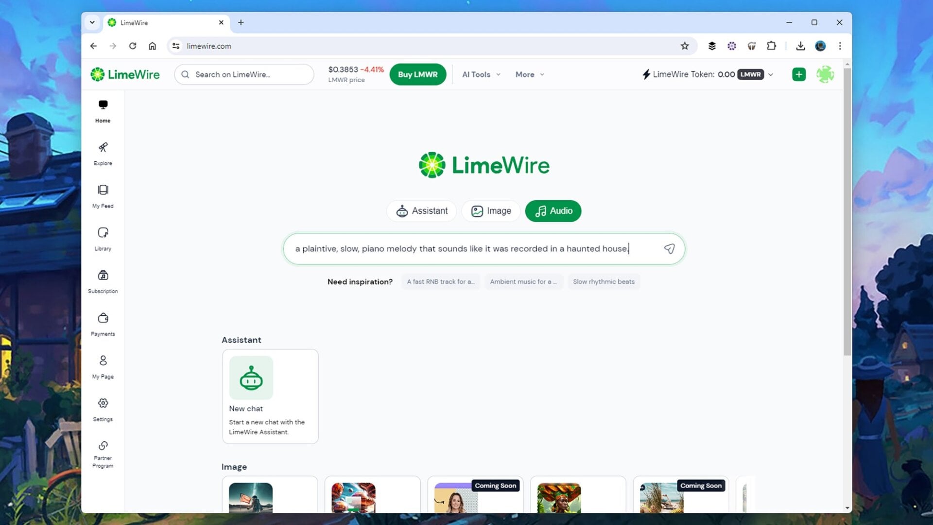 LimeWire AI Music Studio funciona como un chat de IA.