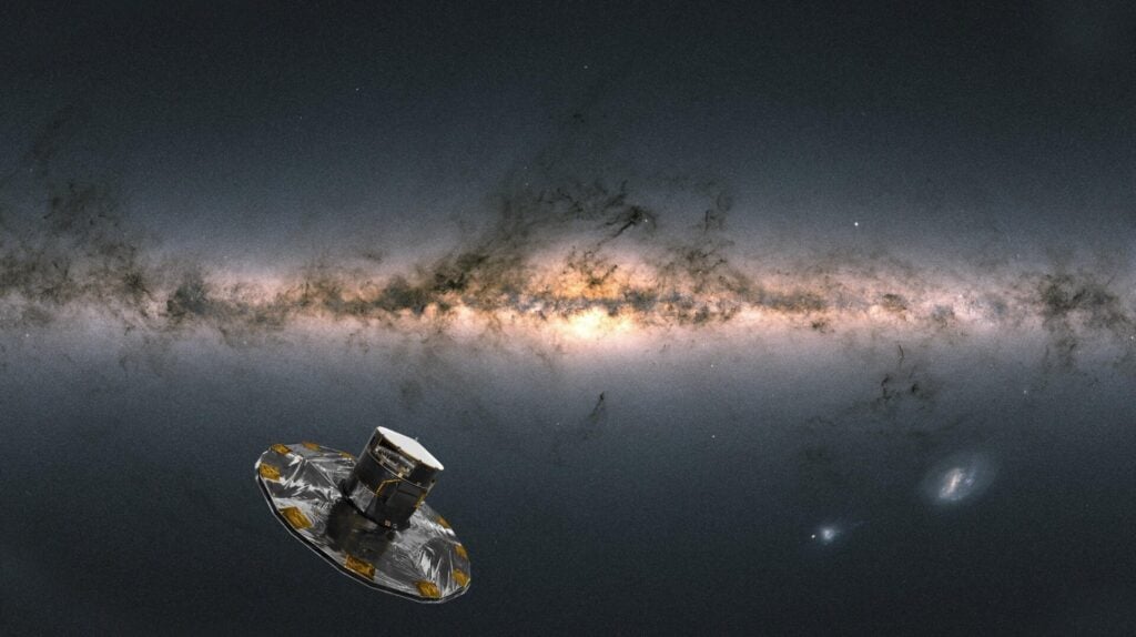 Illustration: Spacecraft: ESA/ATG medialab; Milky Way: ESA/Gaia/DPAC. Acknowledgement: A. Moitinho.