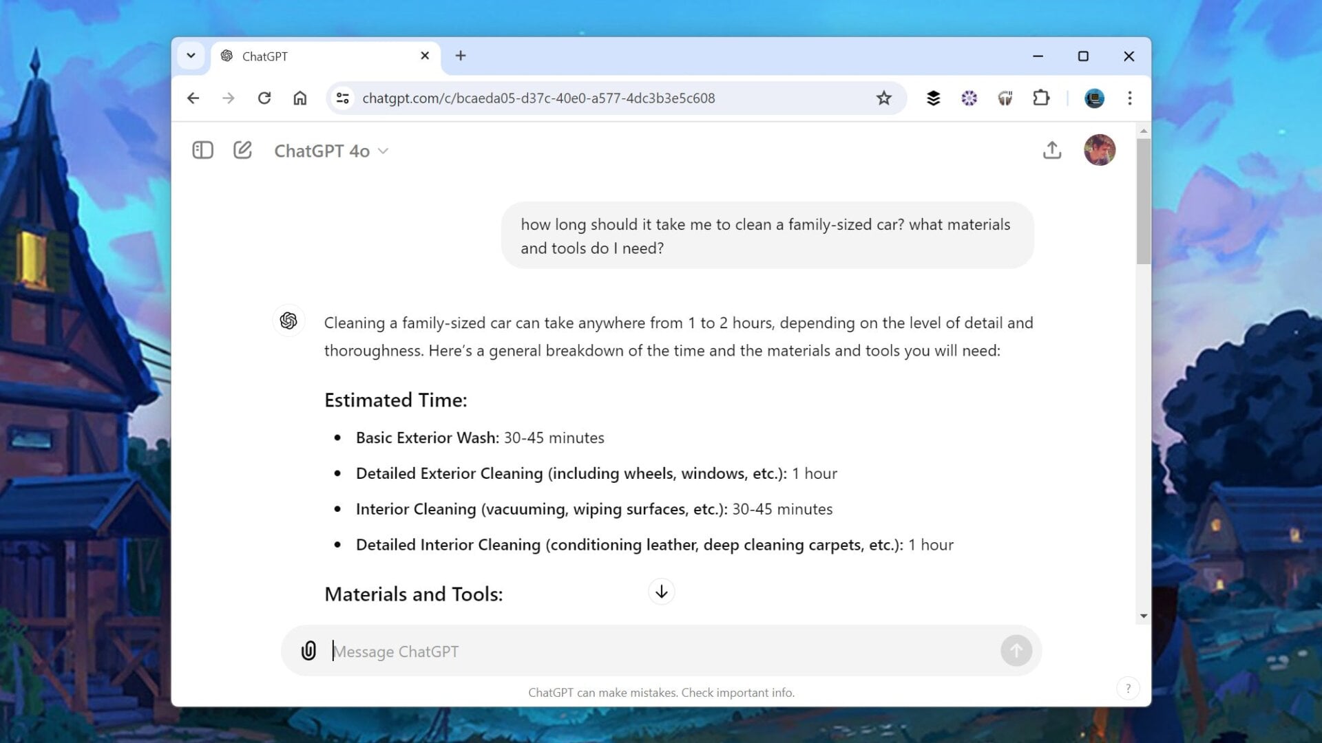 Vea cuánto tiempo llevará algo con ChatGPT.