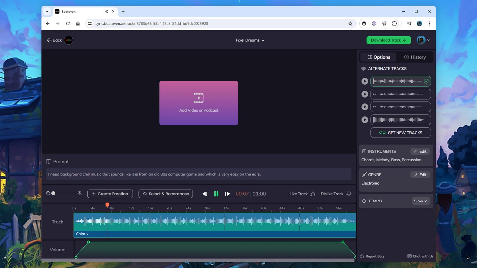 Beatoven AI ofrece algunas funciones de mezcla avanzadas.