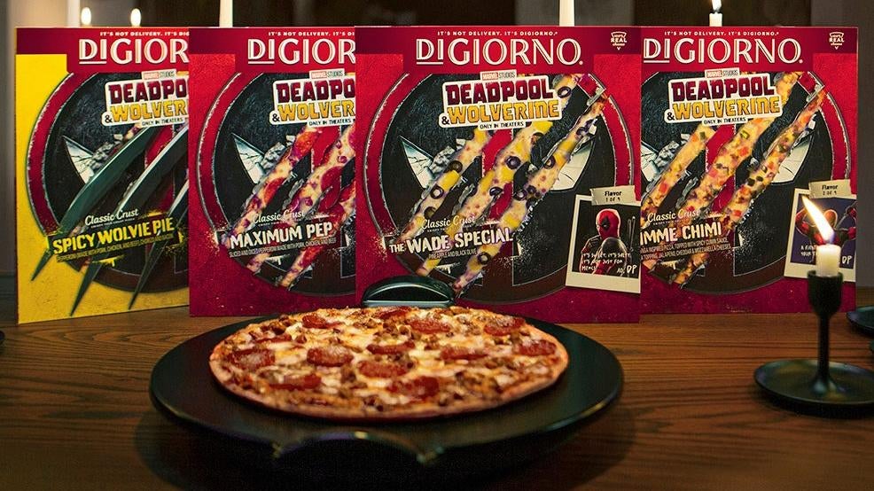 Las cuatro pizzas de edición limitada de Deadpool y Wolverine de DiGiorno.