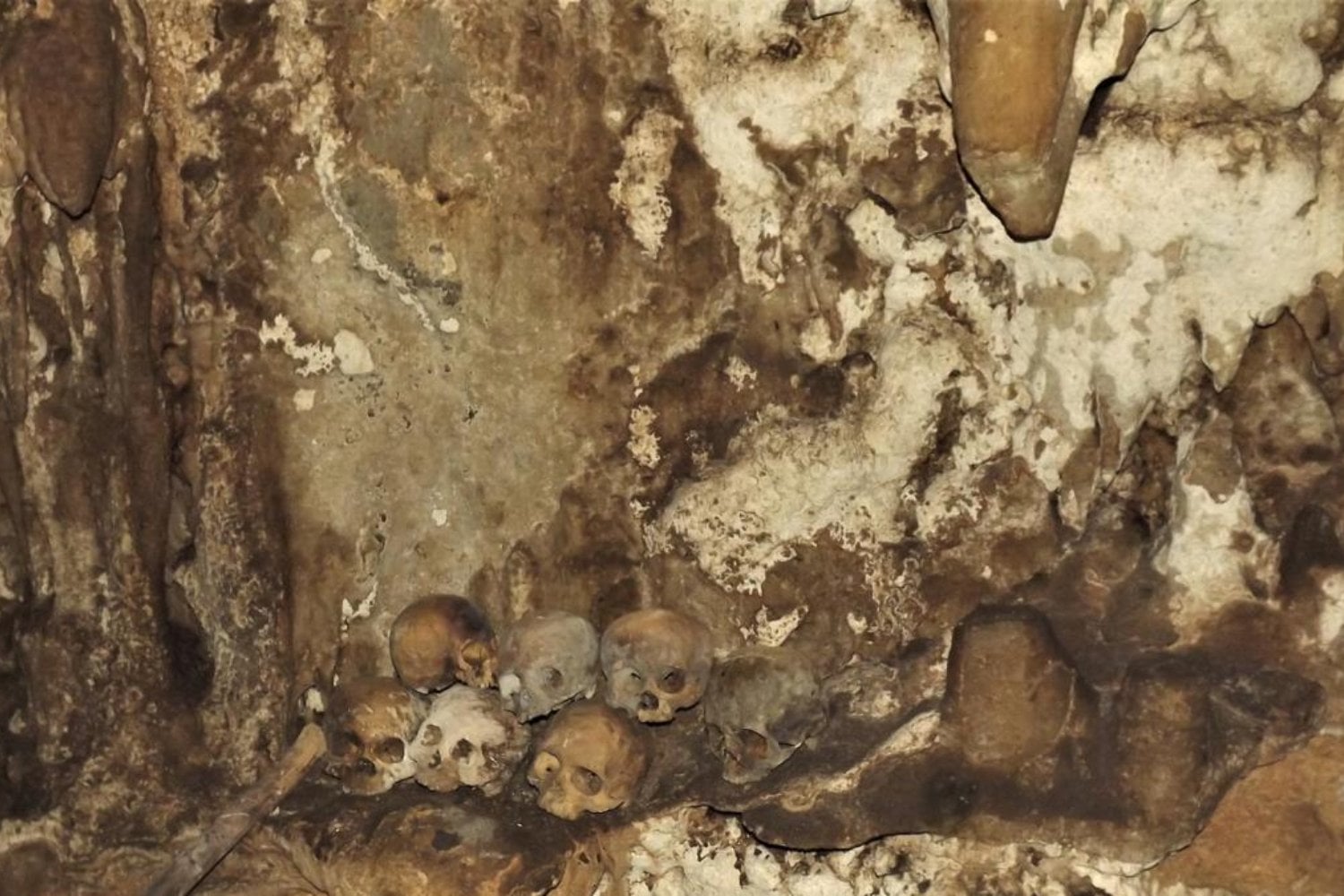 Descubren un altar de cráneos en una cueva mexicana