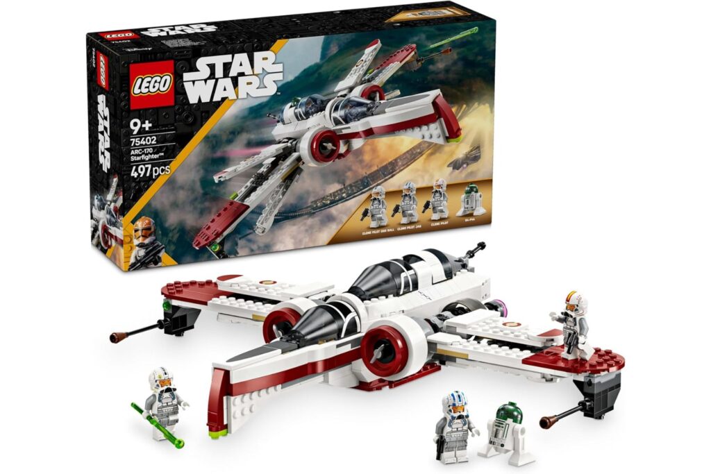 LEGO Star Wars 75402 Caza Estelar ARC-170 de Juguete con 4 Minifiguras Inc. Pilotos Clon y Droide R4-P44, Regalo de Cumpleaños para Niños y Niñas de 9 Años o Más y Fans de La Venganza de los Sith