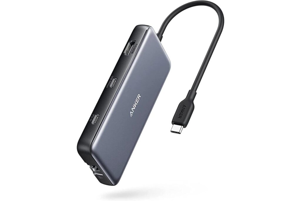 Anker 555 USB-C Hub (8 en 1) PowerExpand Adapter, 100W Power Delivery, 4K 60Hz HDMI, 10Gbps USB-C & 2 puertos USB-A,puerto Ethernet, lector de tarjetas memoria microSD&SD, para MacBook Pro y más