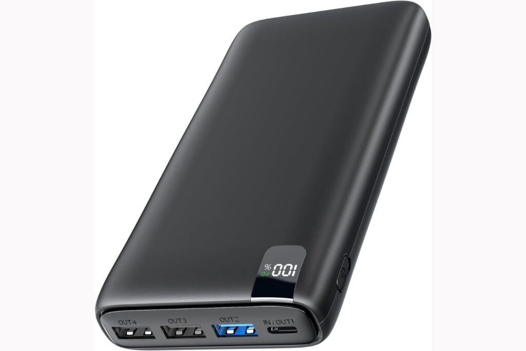 Batería Externa 27000mAh Power Bank: Hiluckey 22,5W Carga Rápida PD USB C Cargador Portátil con Pantalla LED Digital y 4 Outputs para Smartphone Tablets