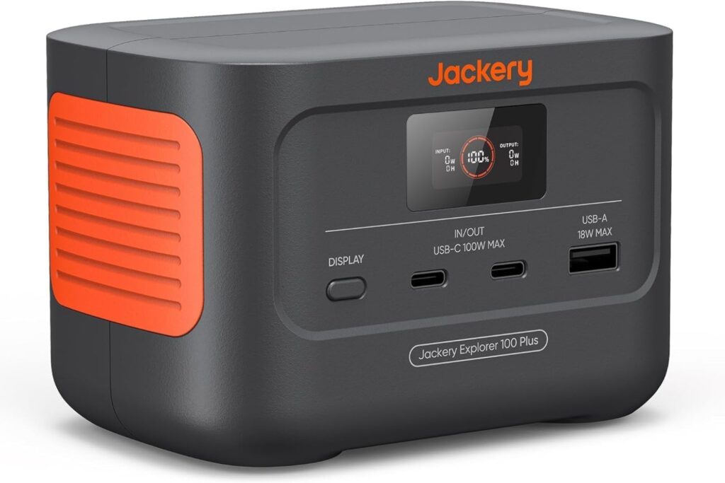 Mini Estación de Energía Portátil Jackery Explorer 100 Plus, 99Wh/31000mAh Batería LiFeP04 Duradera, 3 Puertos USB-A/C 128W Salida MAX, Tamaño de Palma de Mano para Viajes de Negocios, Excursiones