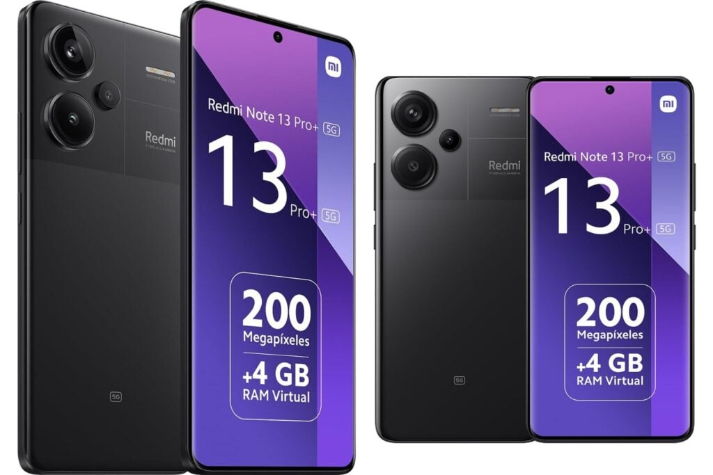 Xiaomi Redmi Note 13 Pro+ 5G - Smartphone de 8+256 GB, Pantalla de 6,67" AMOLED 1.5K 120Hz, MediaTek Dimensity 7200 Ultra, Triple cámara de hasta 200MP, Hypercharge 120W, Negro (Versión ES)