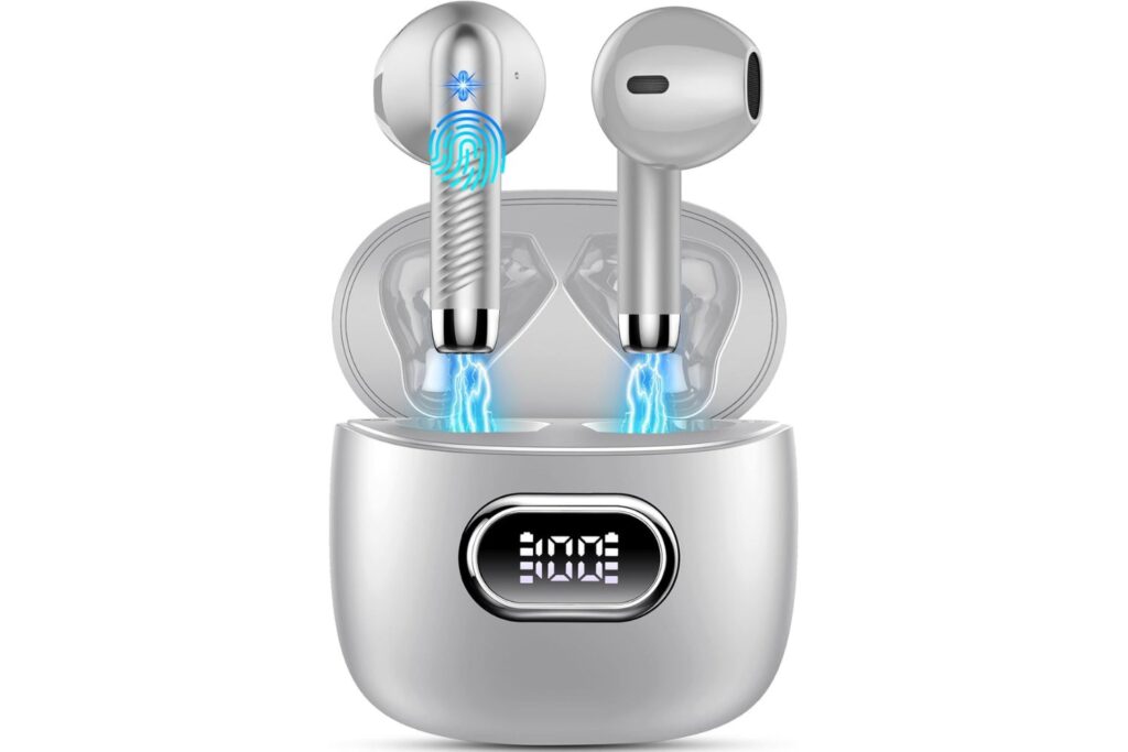 Auriculares Inalambricos, Auriculares Bluetooth 5.3 HiFi Estéreo, 42H Cascos Inalambricos Bluetooth con 4 HD Mic,2024 Audifonos Inalambricos Cancelacion de Ruido ENC/Pantalla LED/IP7 Impermeable/USB-C