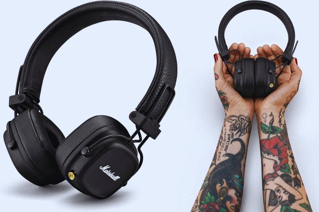 Marshall Auriculares supraaurales Bluetooth Major IV, inalámbricos, plegables, más de 80 horas de reproducción inalámbrica, negros