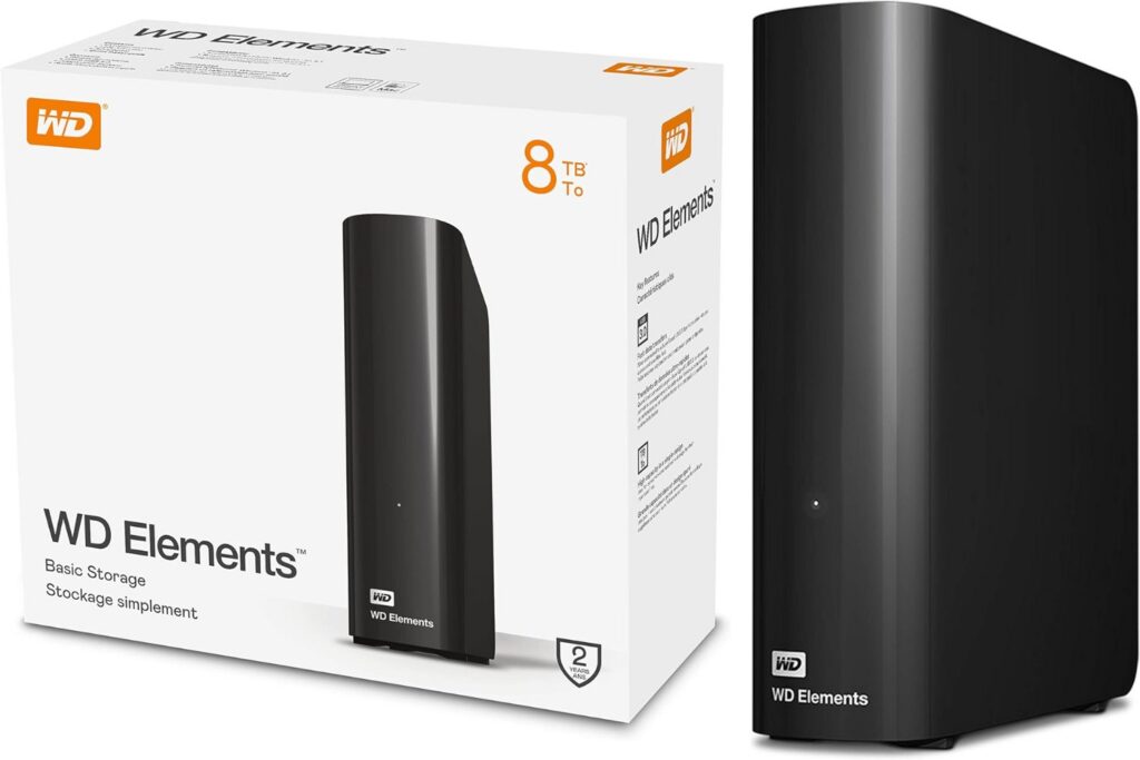 WD Elements 8 TB Disco duro externo de escritorio, Compatibilidad USB 3.0, Plug-and-Play solución para un fácil almacenamiento adicional de tus fotos, música, vídeos y archivos importantes.