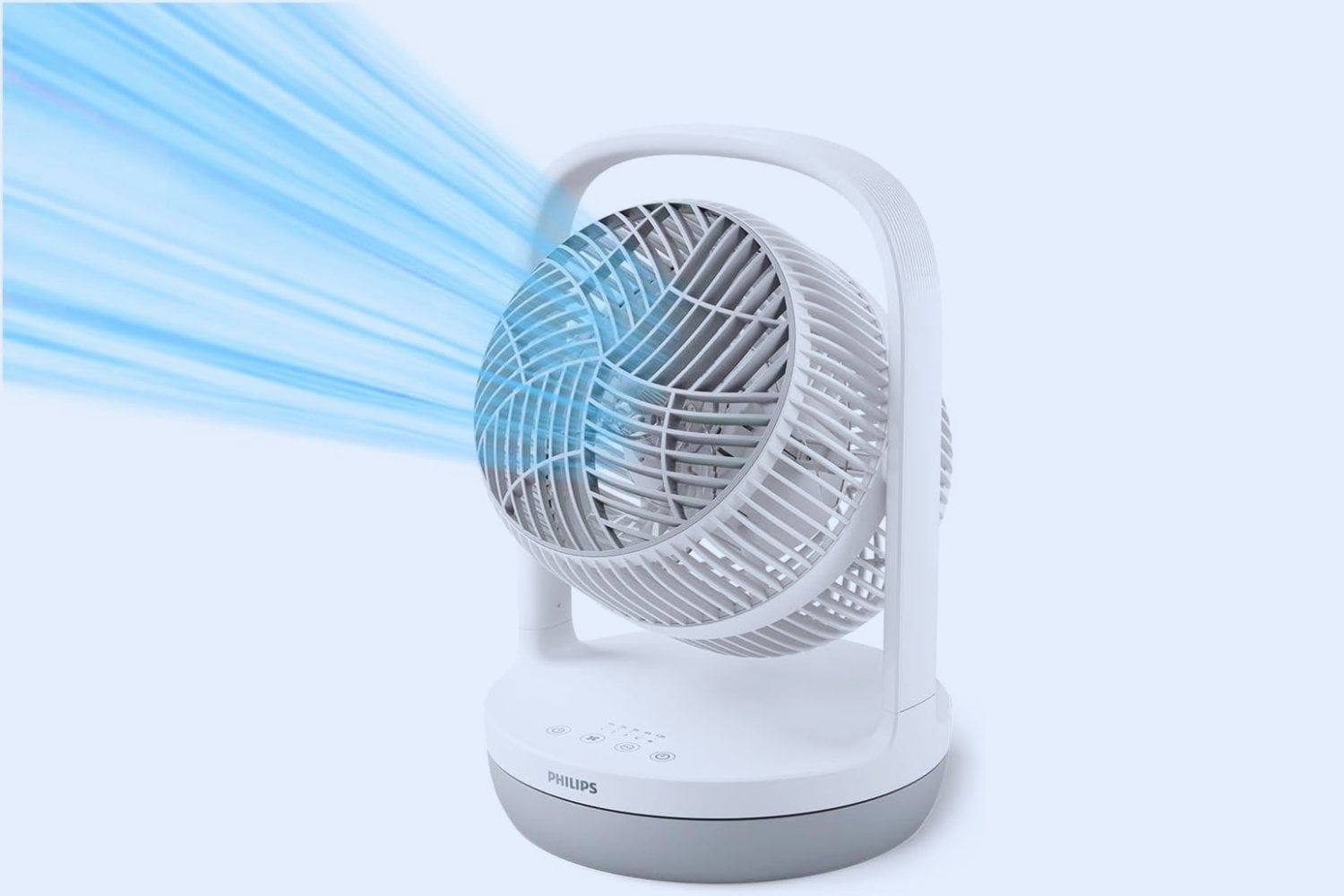 PHILIPS Serie 2000 Ventilador de sobremesa. Ultrasilencioso con tecnología SilentWings. 23 dB. Circula el aire. Inclinación 180º. Temporizador 12h. Para dormitorio, hogar y oficina. Blanco