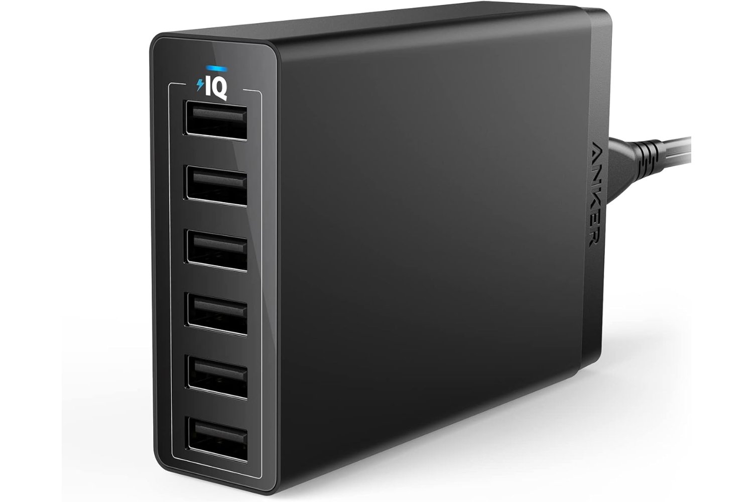 Anker Cargador USB, PowerPort 6 USB 60W de 6 Puertos, Cargador de sobremesa de tamaño Familiar con tecnología PowerIQ, para iPad, Samsung, Nexus, Nokia, Motorola y Otros (Negro)