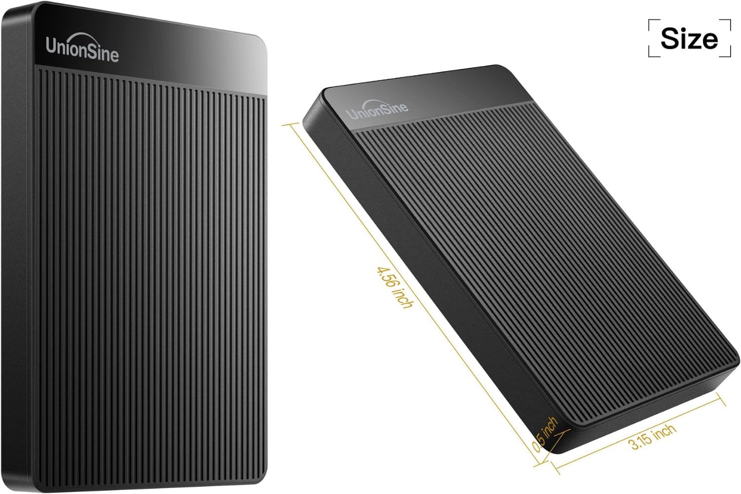 UnionSine Disco Duro Externo 1TB 2.5" USB3.0 Ultra Slim Portátil HDD Almacenamiento para PC, Mac, MacBook, Chromebook, Xbox, PS4 (Color Negro) HD2510