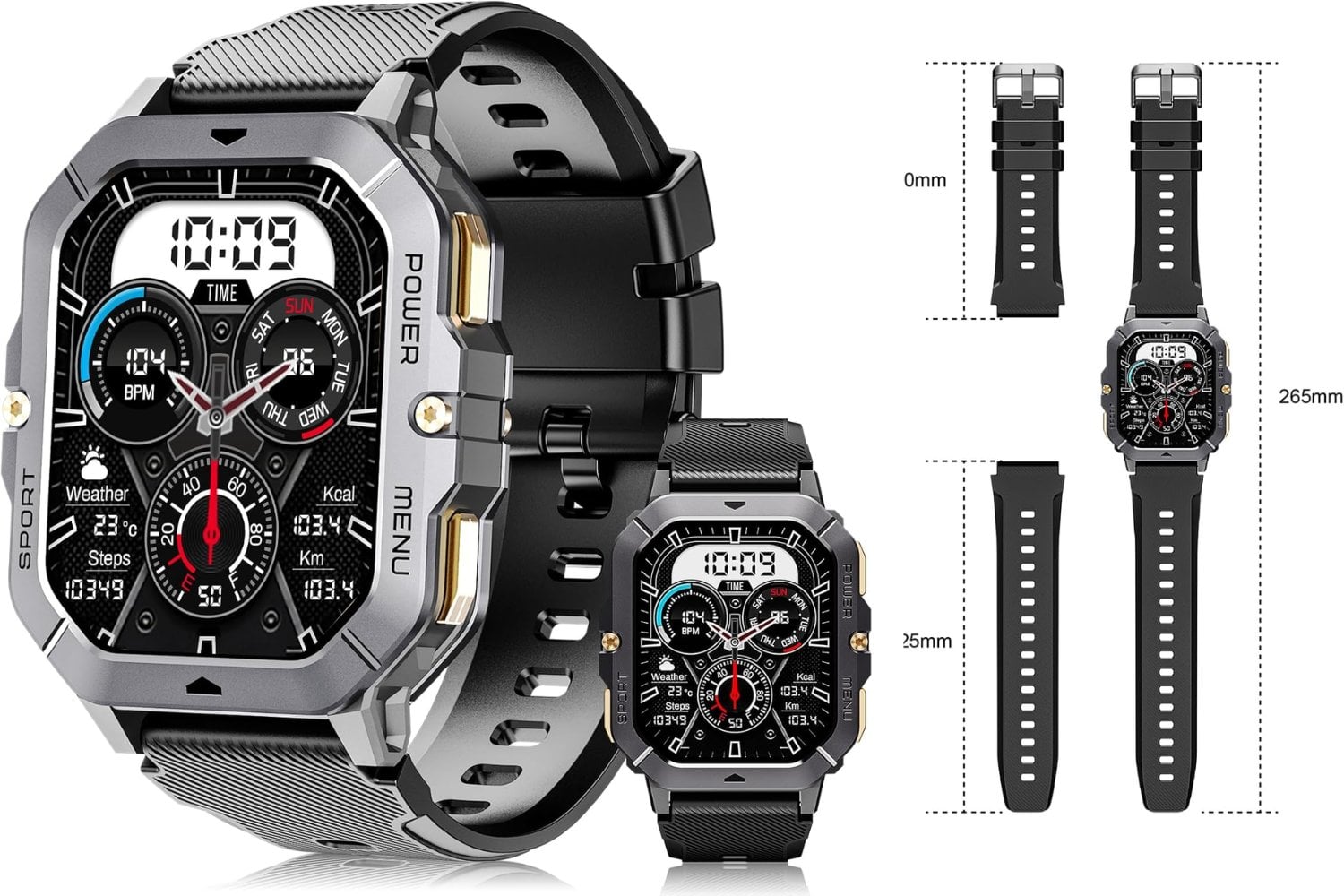 OUKITEL Reloj Inteligente Hombre, Smartwatch Hombre, 2.02'' Smartwatch con Llamadas Bluetooth, 100+ Modos de Deporte, Impermeable IP68, Monitor de frecuencia Cardiaca y sueño, Android iOS