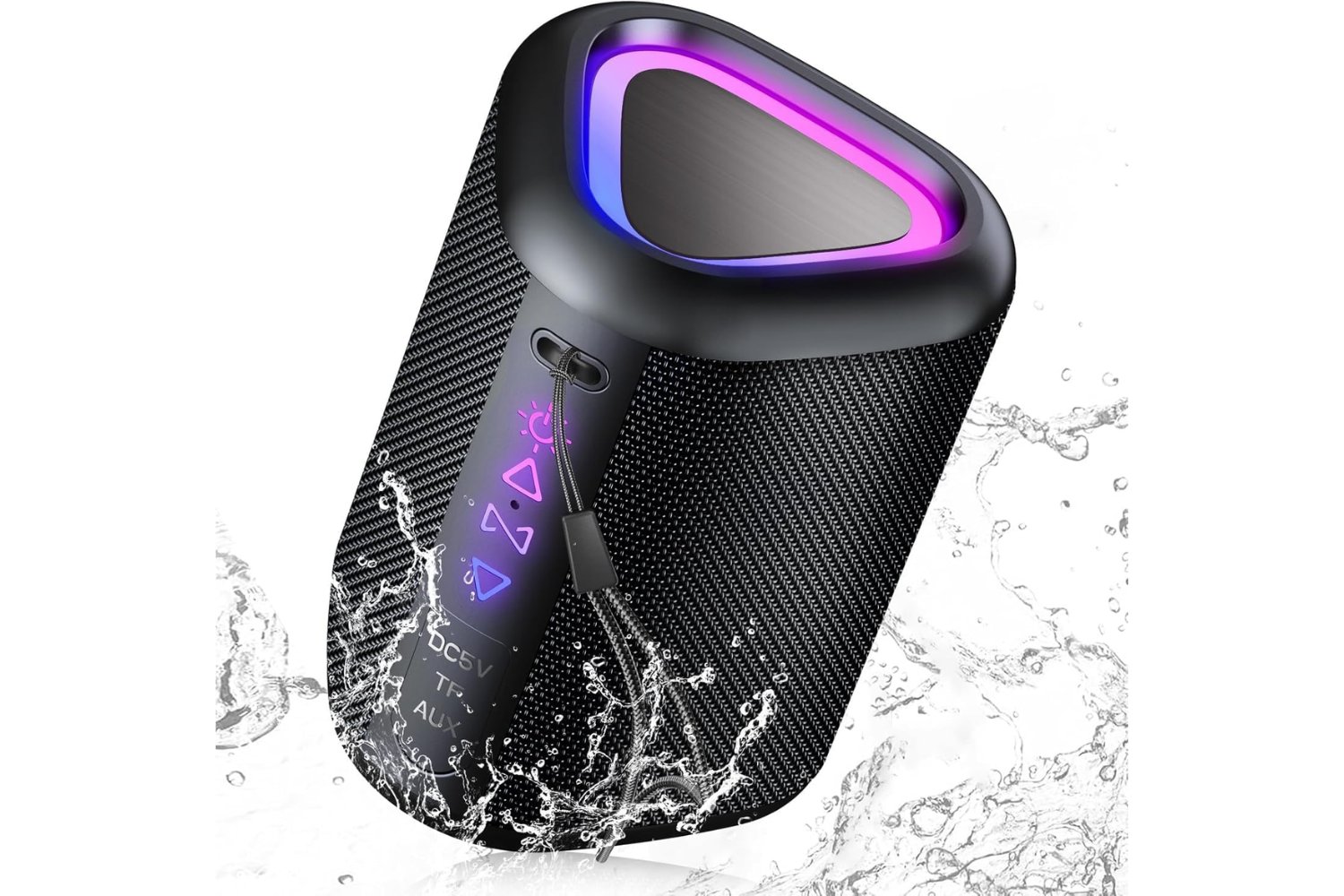 Altavoz Bluetooth Portátil Potente Inalámbrico con Luz LED, Bluetooth 5.4, 24 Horas, Graves Mejorados, 360° Sonido Estéreo, Impermeable IPX7, Speaker de Exterior para Viajes/Deportes/Fiestas/Ciclismo