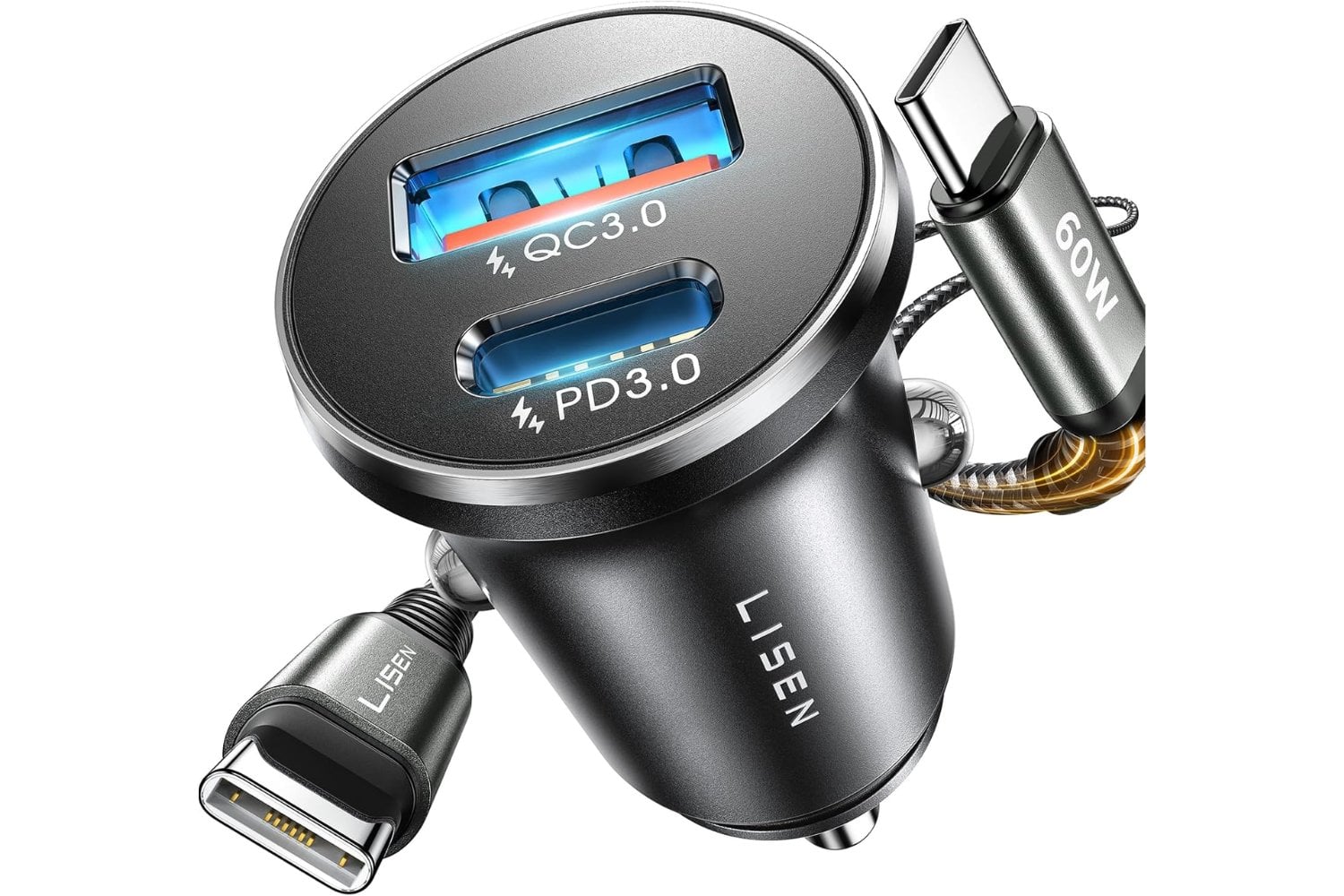 LISEN Cargador Coche Carga Rápida USB C 69W Accesorios Coche para Xiaomi Redmi Note 14 Cargador Mechero Movil Coche 12V Toma Gadgets para iPhone 16 e 15 Pro MAX Samsung S25 S23 Google Camper Furgoneta