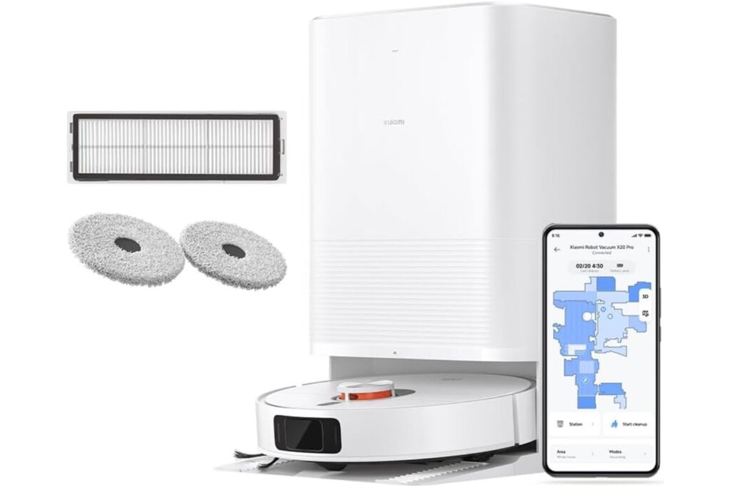 Xiaomi Robot Vacuum X20 Pro- Robot Aspirador y fregasuelos con Sistema Inteligente de navegación láser (LDS), succión de 7000 Pa, rutas de Limpieza en Zigzag, Blanco (Versión ES)
