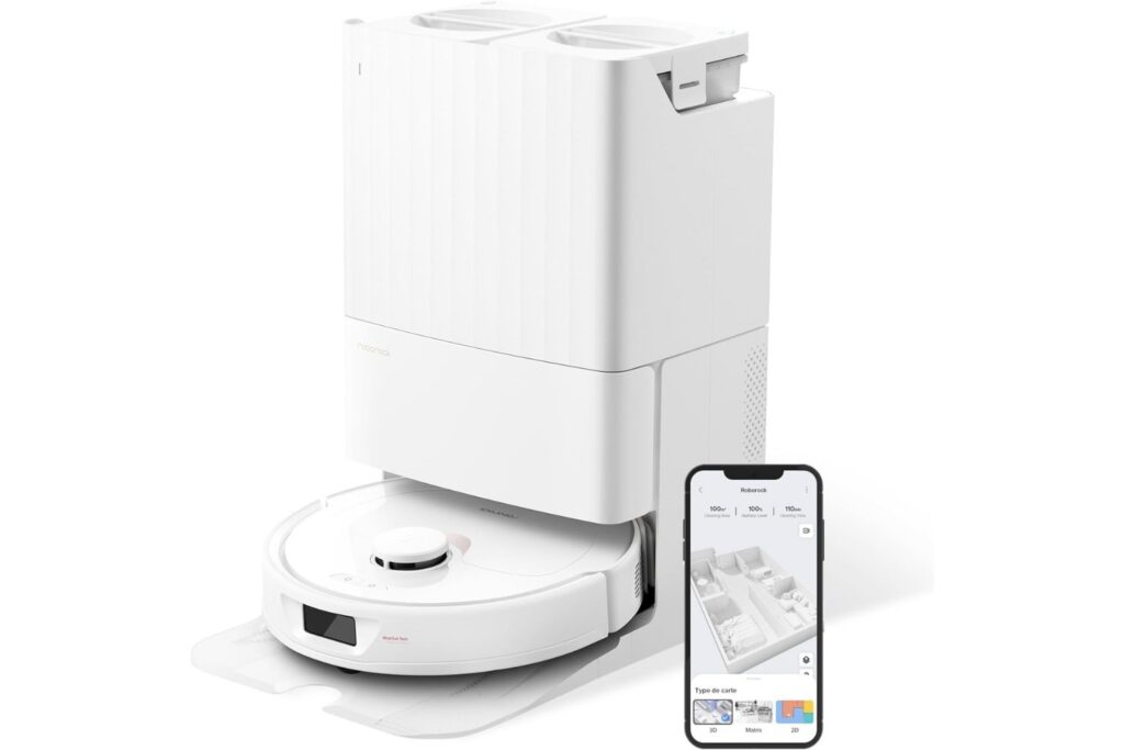 Roborock Qrevo Robot Aspirador y fregasuelos, Funciones Automáticas de Vaciado, Lavado, Secado, Limpieza de la Base y Autorrellenado, Mapeo 3D, Potencia de succión de 5500 Pa Aspirador Robot
