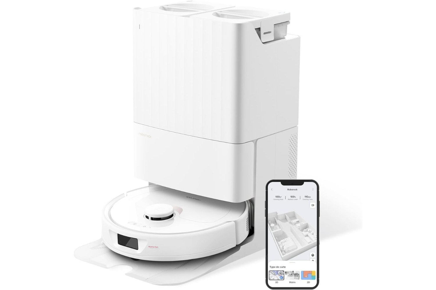 Roborock Qrevo Robot Aspirador y fregasuelos, Funciones Automáticas de Vaciado, Lavado, Secado, Limpieza de la Base y Autorrellenado, Mapeo 3D, Potencia de succión de 5500 Pa Aspirador Robot