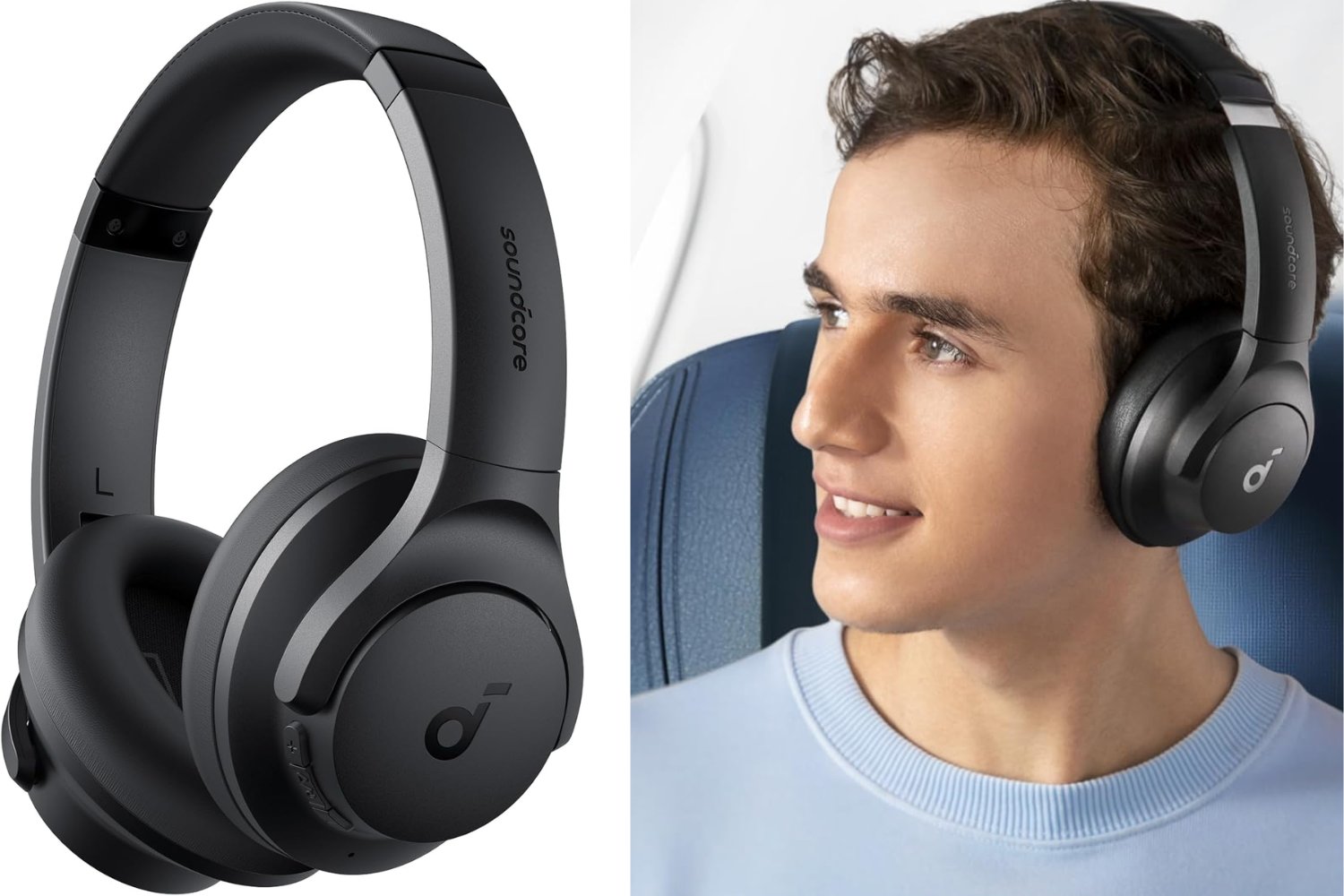 Soundcore Q20i Cascos Inalámbricos Bluetooth con Cancelación de Ruido Activa Híbrida by Anker, Reproducción ANC 40 Horas, Hi-Res Audio, Personalización vía App, Modo Transparencia, Graves Profundos