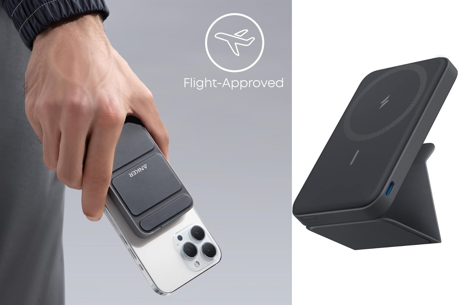 Anker 622 MagGo - Banco de energía magnético inalámbrico (5000 mAh, Plegable, con USB-C para iPhone 14/13/12, interestelar)