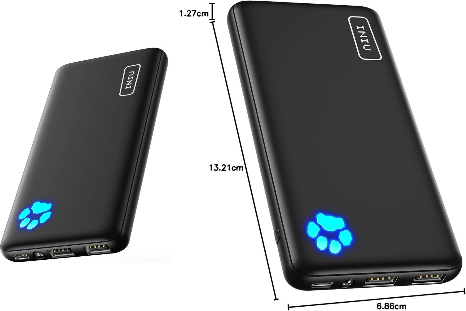 INIU Power Bank, Slimmest USB C Triple 3A de Alta Velocidad 10000mAh Bateria Externa, Bateria Portatil con Linterna para iPhone 15 14 13 12 11 X Pro MAX Samsung S22 S21 S20 iPad Tablet Airpods etc