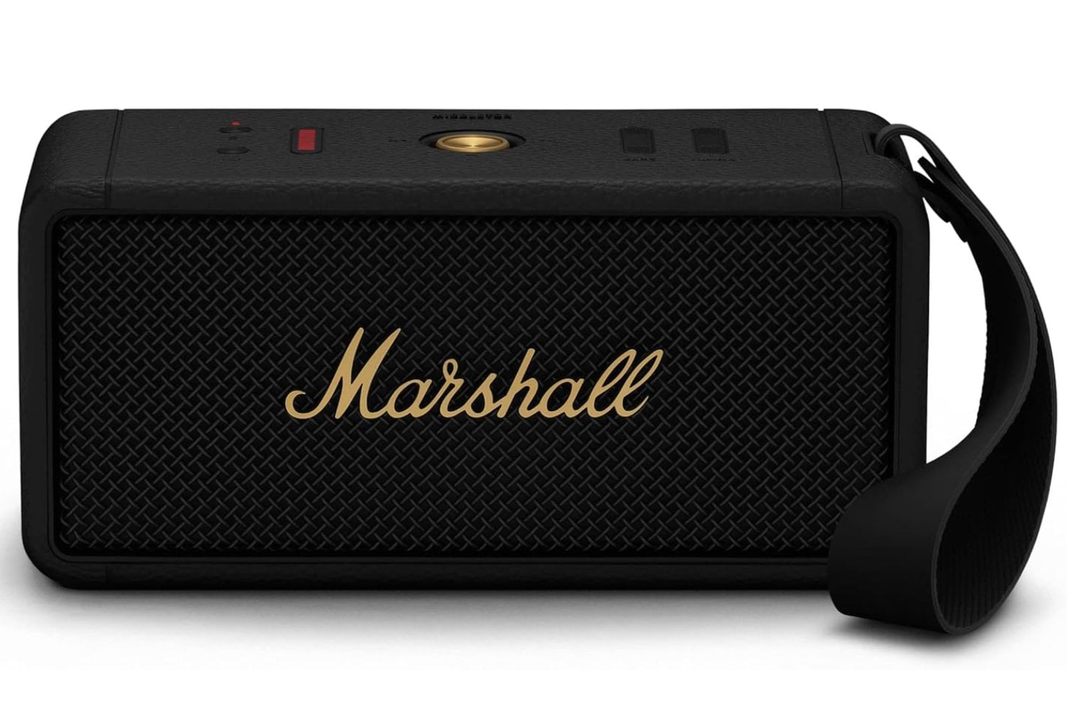 Marshall Middleton Altavoz Bluetooth inalámbrico portátil, más de 20 horas de tiempo de reproducción portátil, IP67 a prueba de agua, Negro y Latón