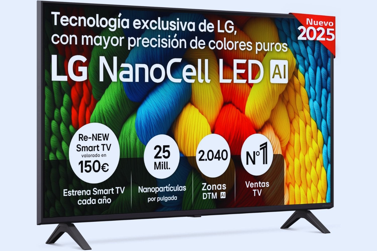 LG 43NANO80A6B - TV 43", 4K NanoCell, Smart TV, LED IA, WebOS 25, Procesador Potente e Inteligente, Super Upscaling, Dolby Digital Plus, Alexa/Google Assistant, Negro