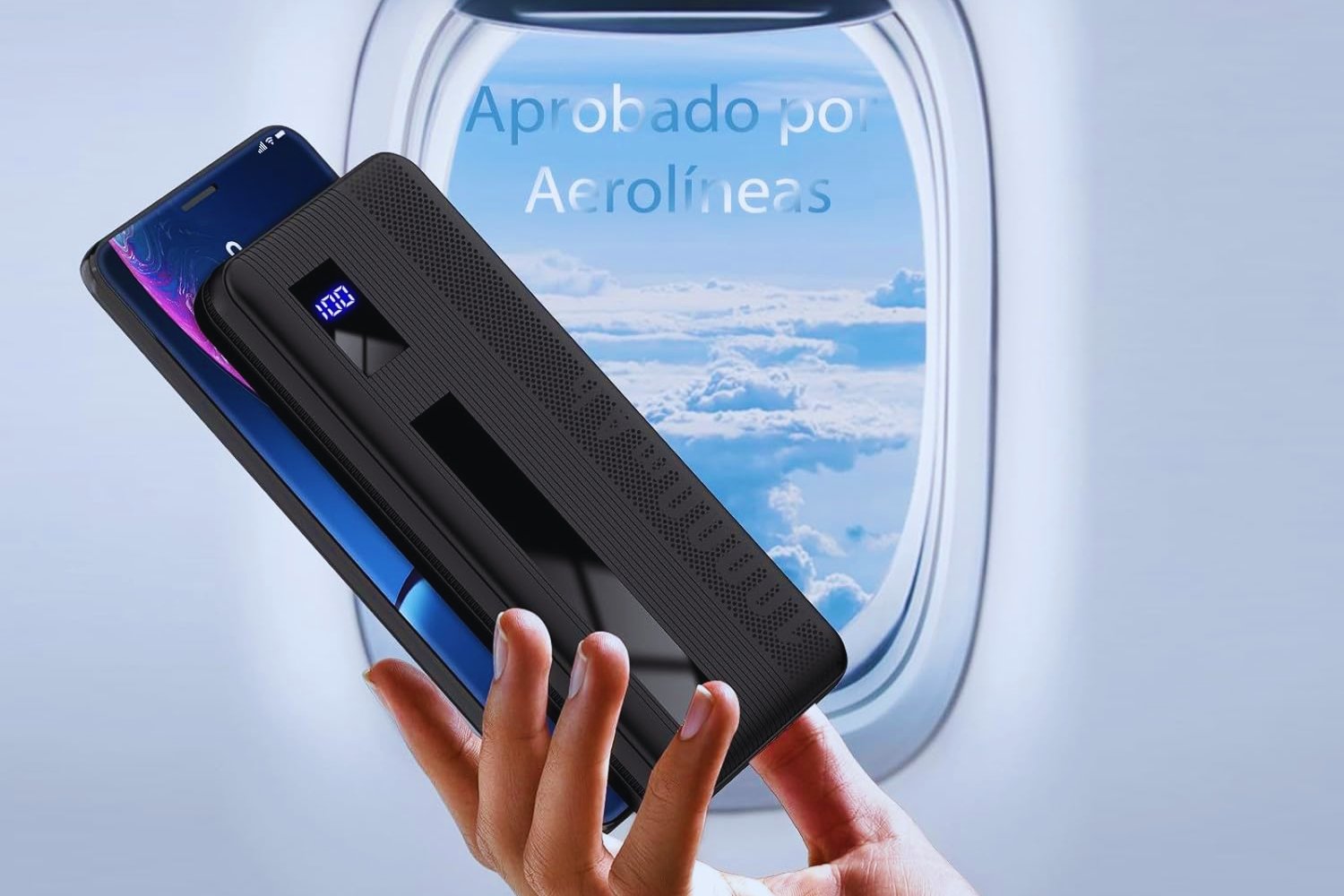 Dbasne Bateria Externa, 10000mAh Power Bank, 15W Carga Bateria Portatil USB C Input & Output, 4 Puertos Cargador Portatil con LED Compatible con iPhone 15/14/13 Samsung Xiaomi etc Smartphones