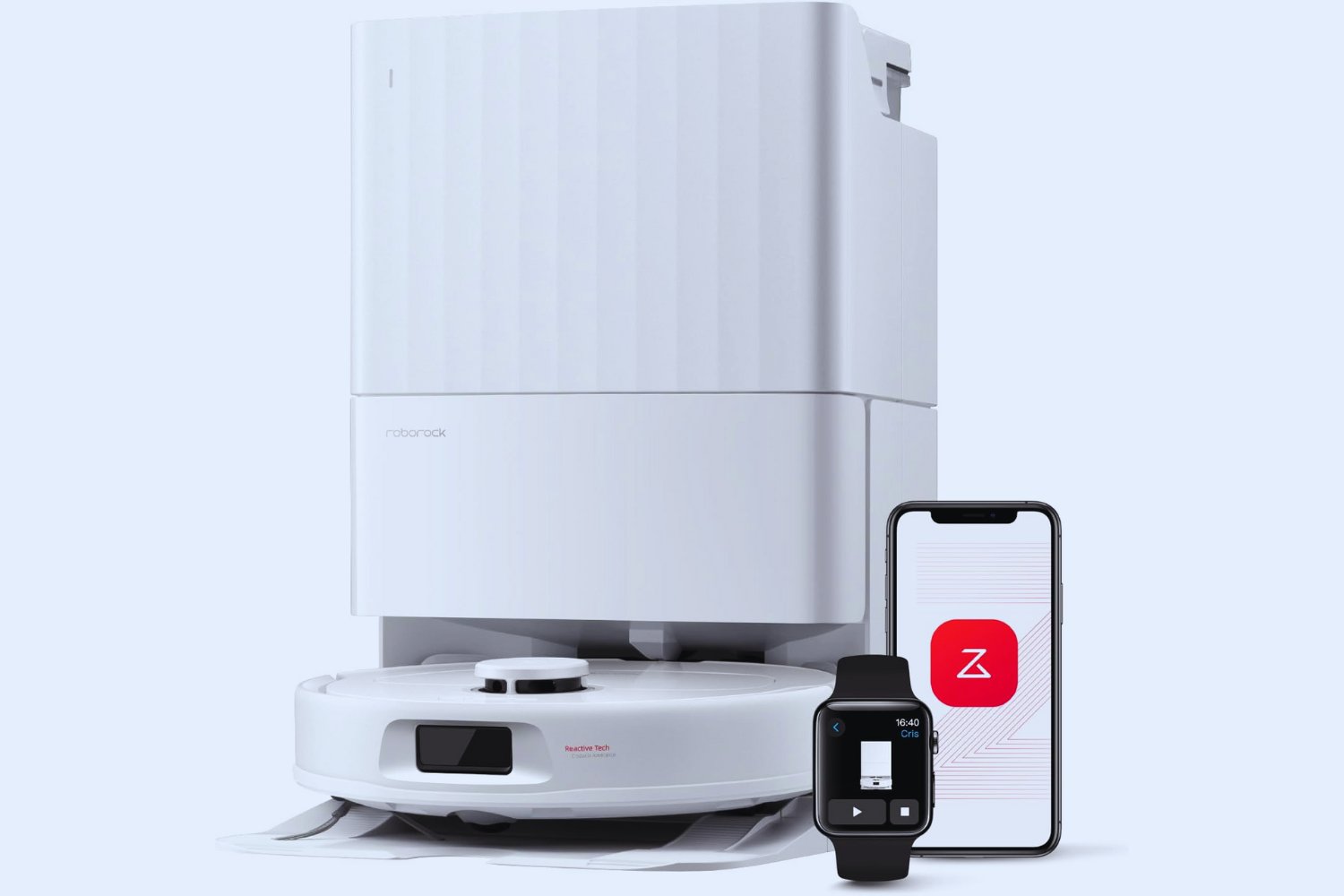 roborock Robot Aspirador QV 35A, 8000Pa de succión, Dos mopas giratorias elevables, cepillos antienredos, tecnología reactiva para Evitar obstáculos, navegación y mapeo,Blanco