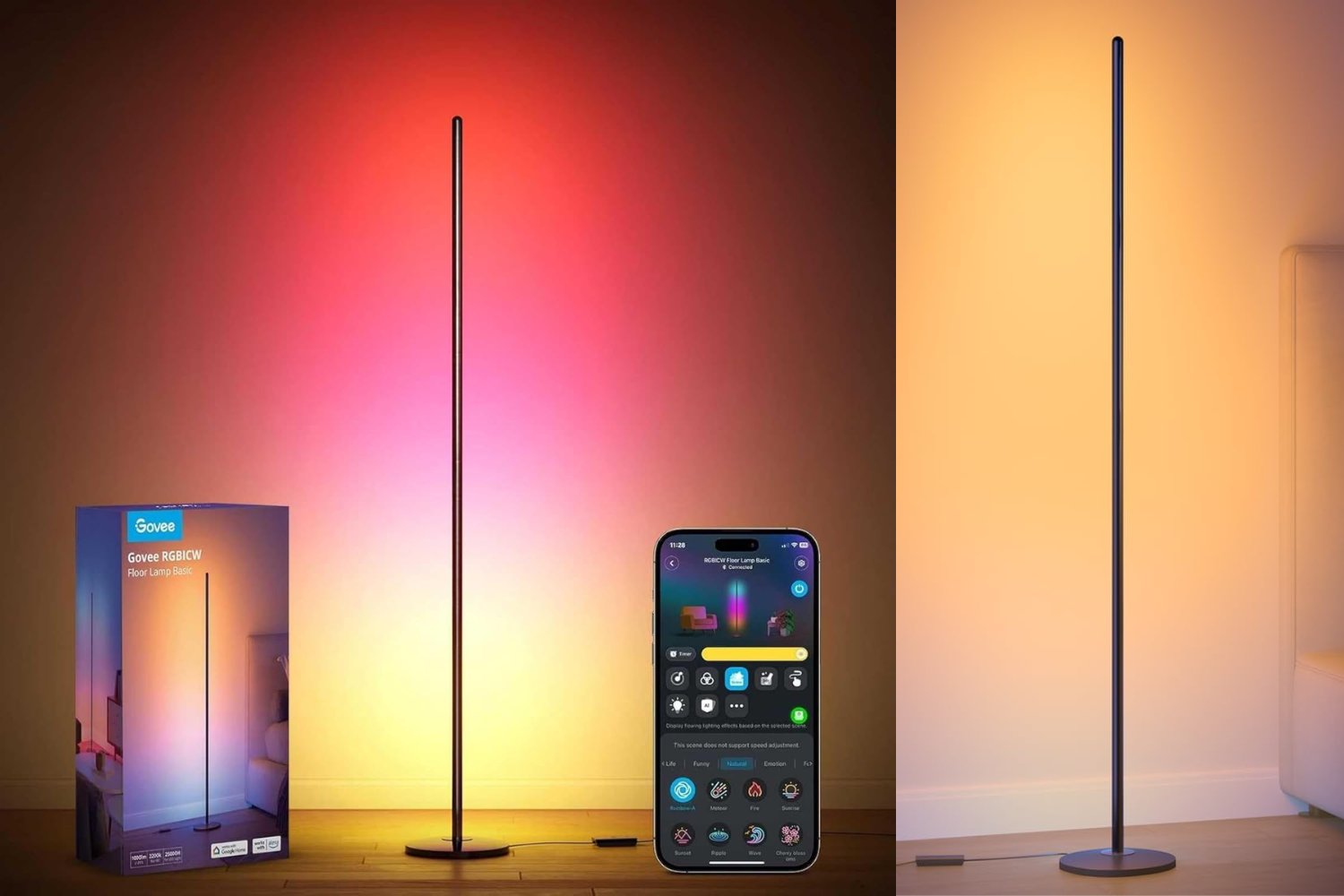 Govee Lámpara de Pie Moderna, RGBIC Lámpara LED Funciona con Alexa, Google Assistant y App, 16 Millones de Colores DIY y 61 Modos de Escena, Sincronización Musical para Dormitorio, Gaming Room