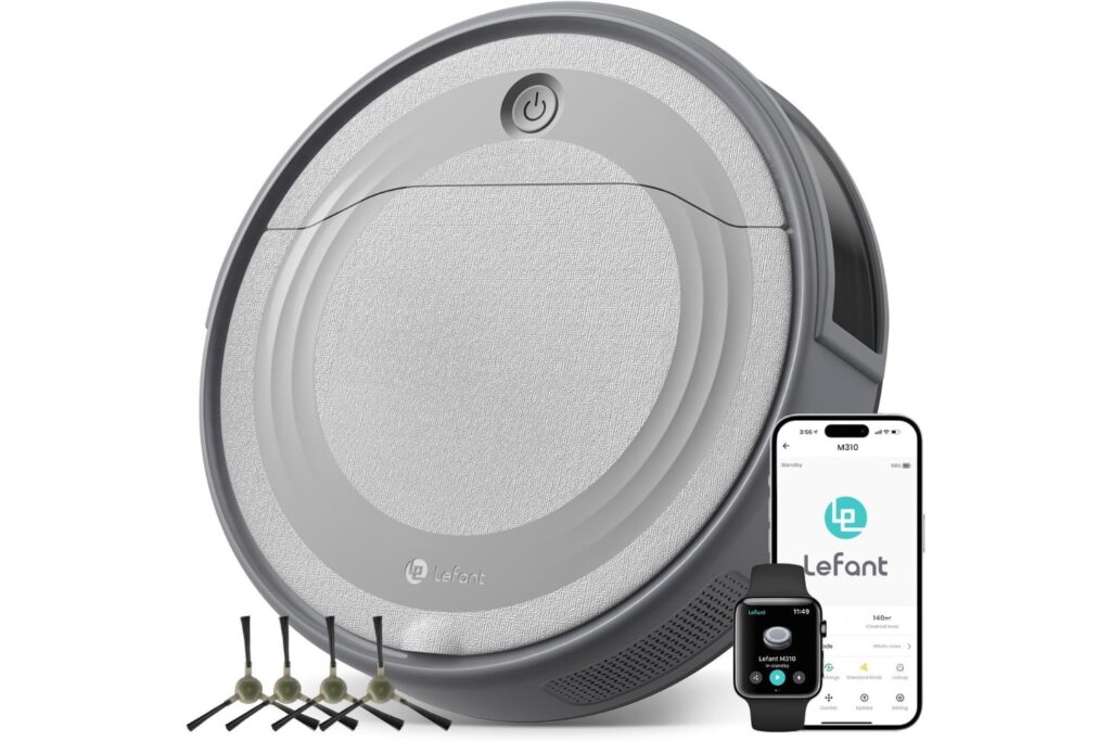 LEFANT M310 Robot Aspirador, 4500Pa Succión, 180 min Autonomía, 6 Modos de Limpieza, Evitación de Obstáculos 4cm, App/Alexa, Ideal para Pelo de Mascotas, Alfombras y Suelos Duros