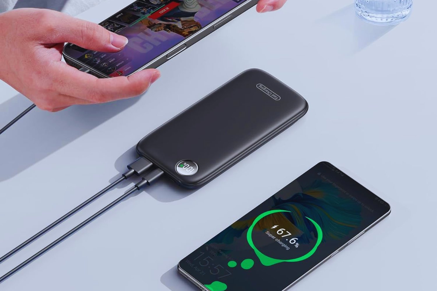 Power Bank, Slim Bateria Externa 4.5A de Alta Velocidad 10000mAh 22.5W, Bateria Portatil con Entrada y Salida USB C de Alta Velocidad, Patalla LED, Compatible con iPhone Samsung y más Fast Charging