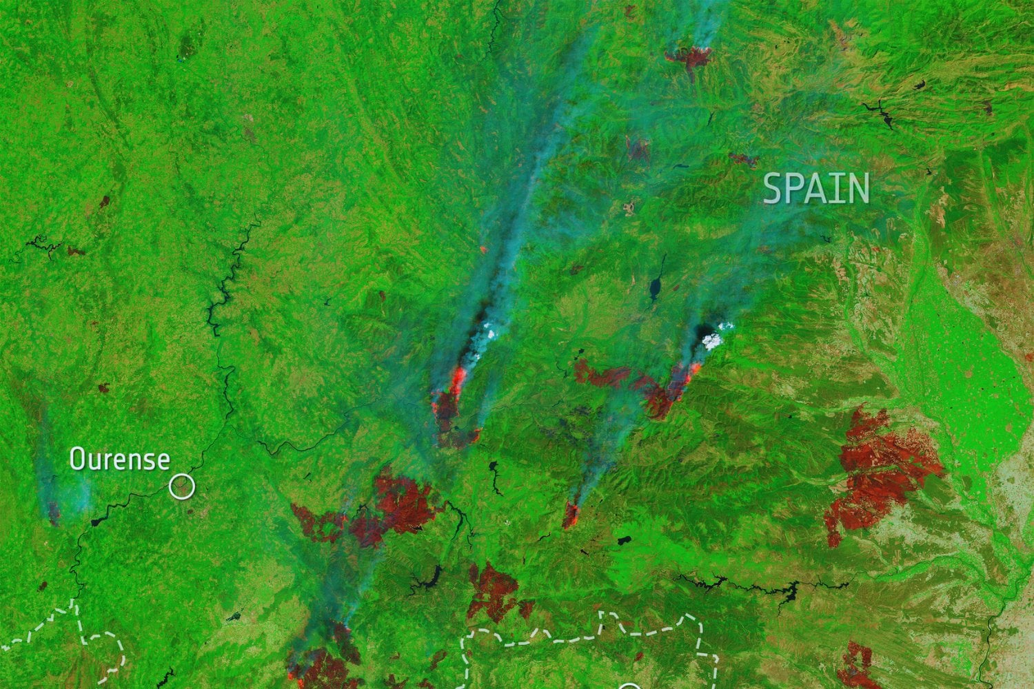 Incendios forestales en la Península Ibérica vistos desde el espacio