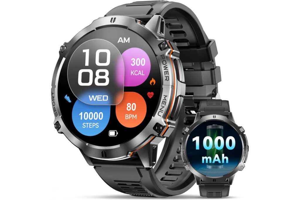 OUKITEL Reloj Inteligente Hombre, Smartwatch Hombre 1.73" AMOLED con Llamadas, 100 Días de Batería, Pulsómetro SpO2, 5ATM Impermeable, Monitor Sueño, Podómetro, 100+ Modos Deportivos iOS Android