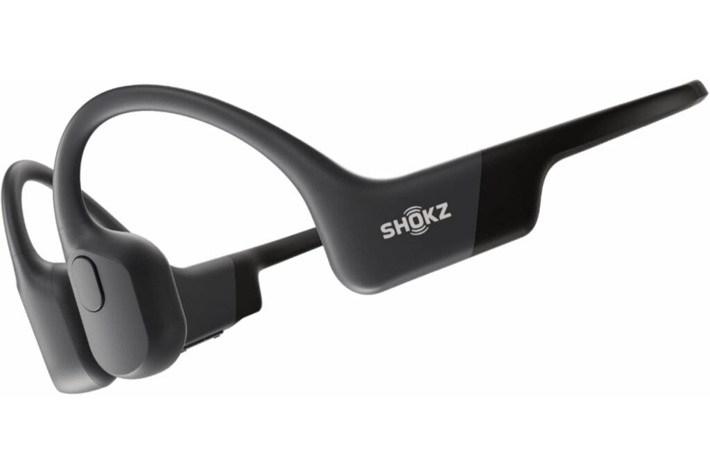 SHOKZ OpenRun Auriculares Conducción Ósea, Deportivos Inalámbricos Bluetooth con Micrófono Cancelación de Ruido, Open-Ear de Oído Abierto, Resistentes al Agua IP67 para Correr, USB-C, Negro