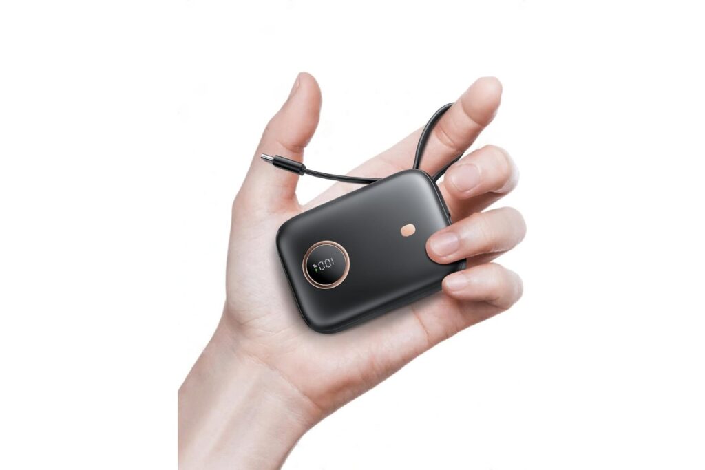 Nllosa Mini Power Bank, 10000mAh Bateria Externa Carga Rapida con 22.5W Cable USB-C, Bateria Portatil Movil Pequeña Powerbank para iPhone 16 15 Samsung Xiaomi Android etc