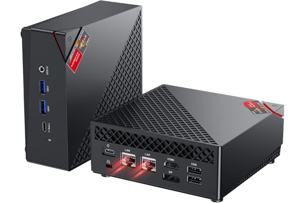 NiPoGi AM06 Pro Mini PC Ryzen 7 7730U (8C/16T, hasta 4,5 GHz), 16GB DDR4 512GB M.2 SSD Mini Ordenador WiFi 6, АMD Radeon Grafik 2000 MHz, 4K Triplo Display, Dual-LAN, DP/HDMI 2.0/Type-C