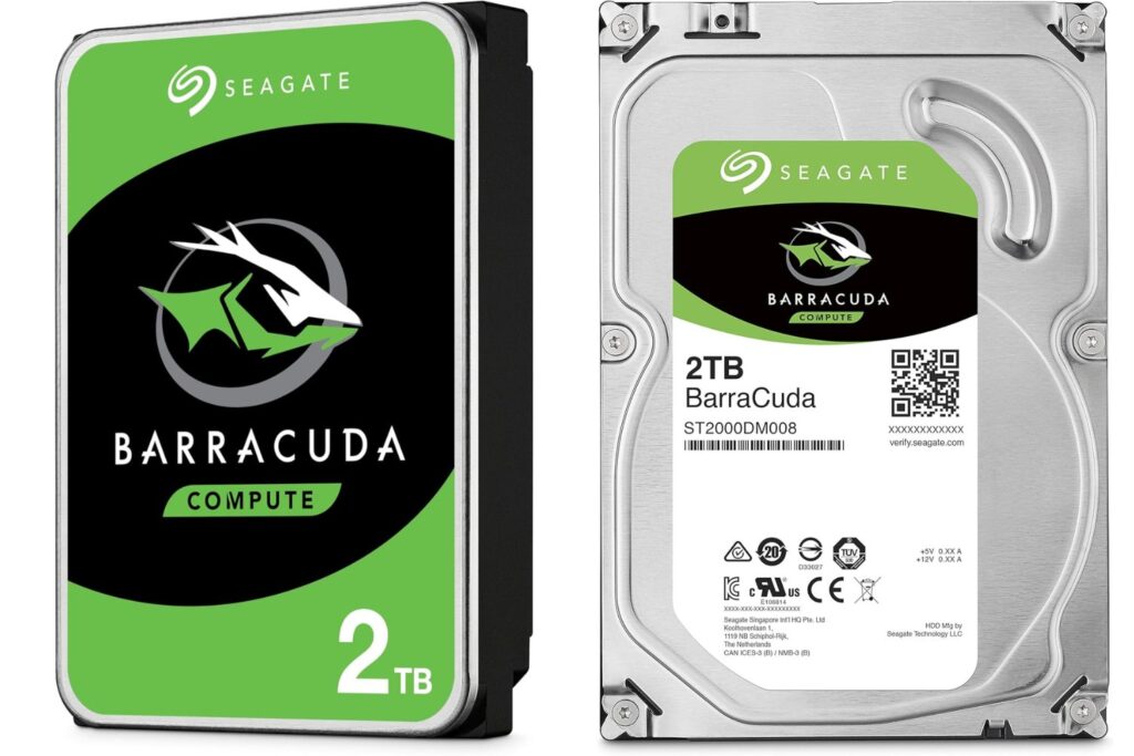 Seagate BarraCuda 2TB, Disco Duro Interno, HDD, 3.5 Pulgadas, SATA 6 GB/s, 7200 RPM, cache de 256 MB para computador de sobremesa y PC, embalagem aberta fácil, Rescue Services (ST2000DMZ08)