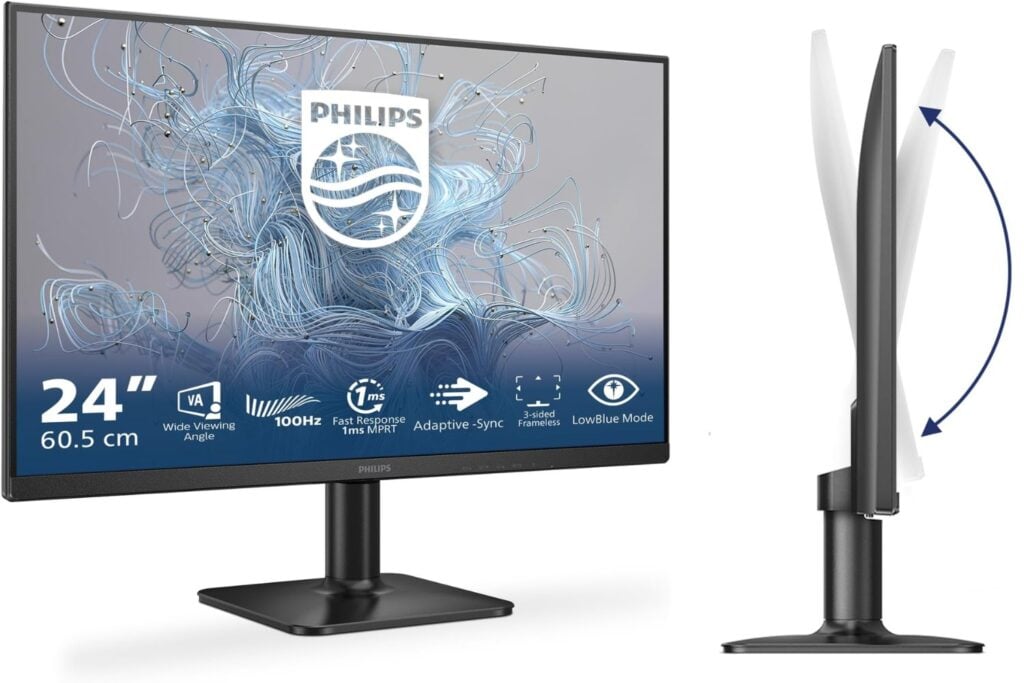 Philips 24E2N1100LB Monitor 24" FHD, WLED, 100 Hz, VA, 1 ms MPRT, Adaptive Sync., Blue Light (1920x1080, 1x D-Sub, 1x HDMI 1.4) Negro