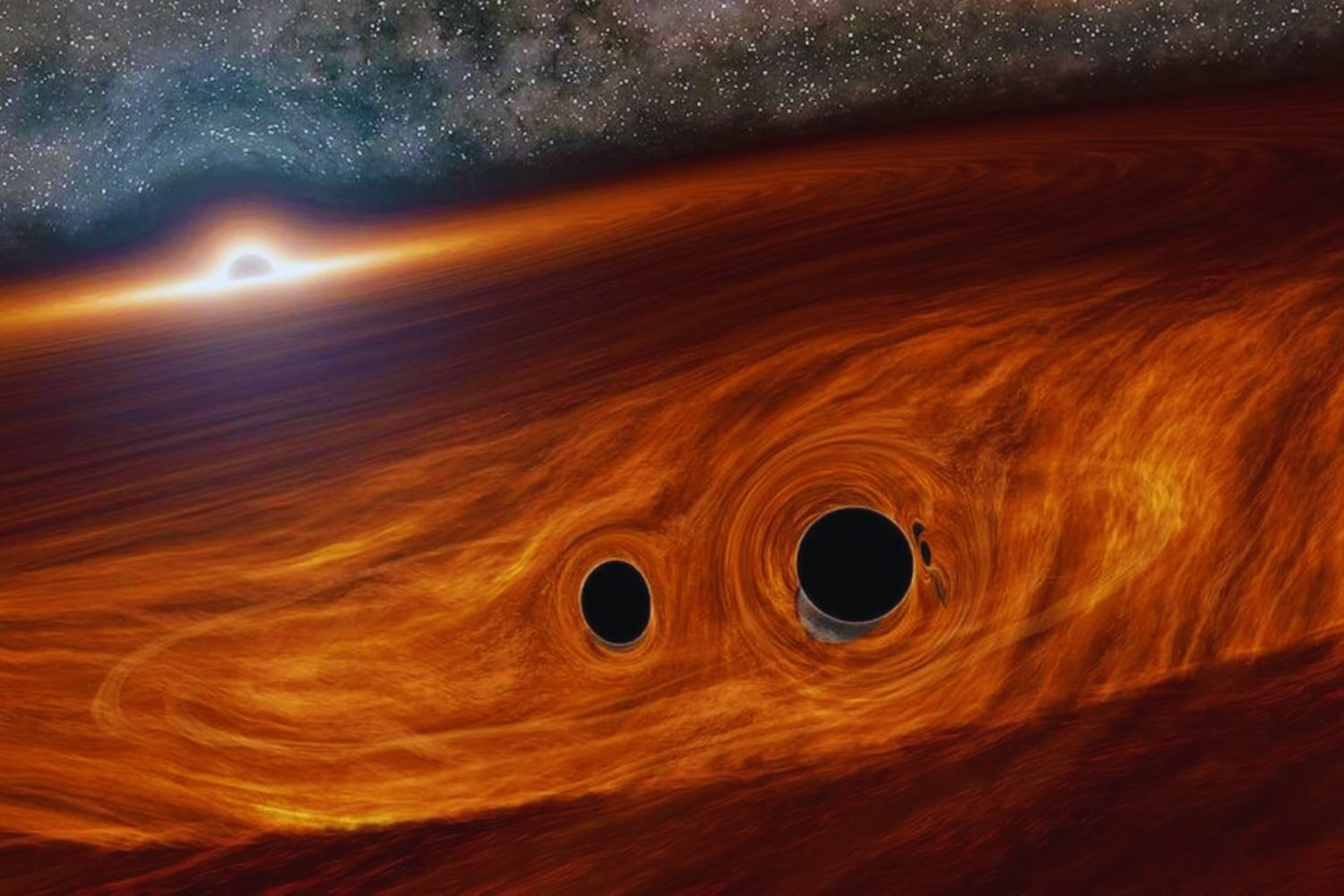 Colosales colisiones cósmicas envían ondas de choque a través del universo que generan sutiles distorsiones del espacio-tiempo