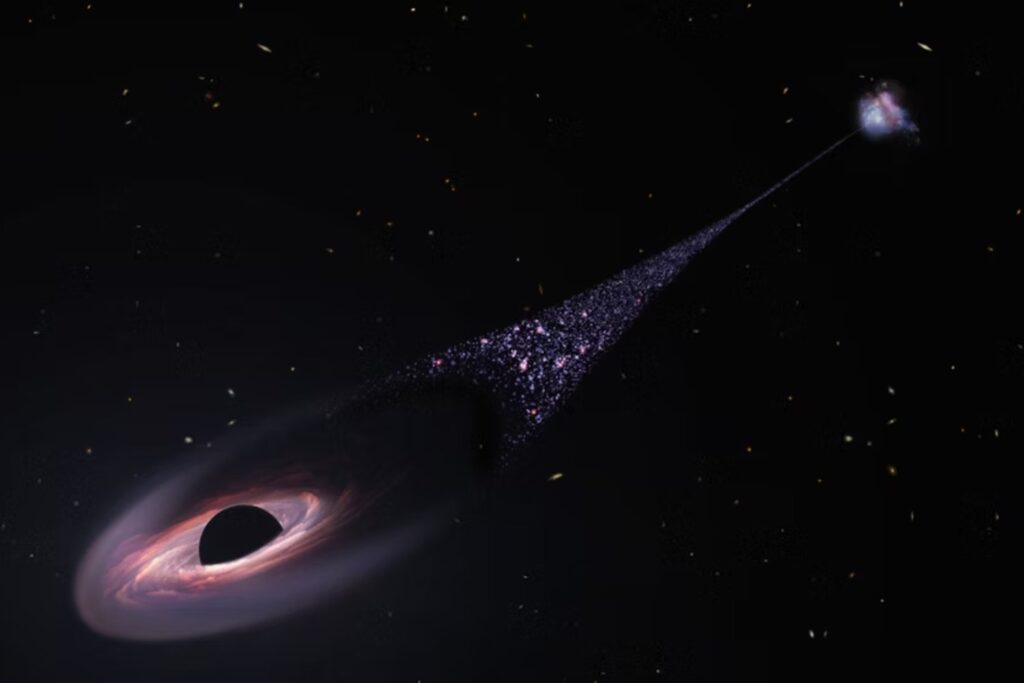 El retroceso de un gigante cósmico. Un agujero negro dispara pistas sobre la expansión del universo