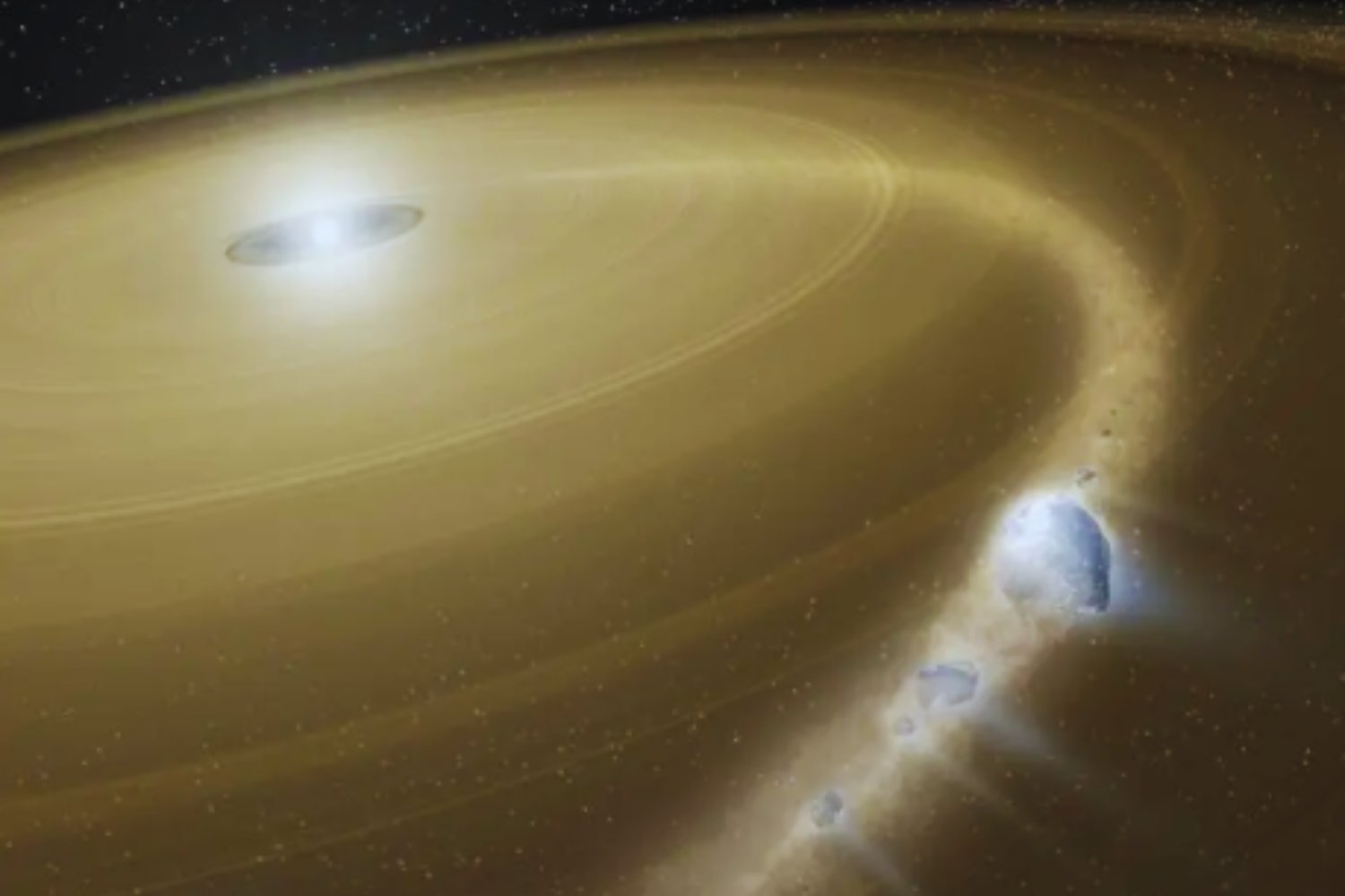 Hubble sorprende al captar a una enana blanca devorando un fragmento helado con agua y nitrógeno