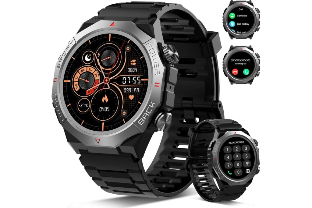 Atheewon Reloj Inteligente Hombre Mujer con Llamadas, 1.39" Militar Smartwatch con 110+ Modos Deportivos, Monitor de Ritmo Cardíaco y Sueño. Pulsera Actividad IP68 Impermeable para Android iOS, Negro