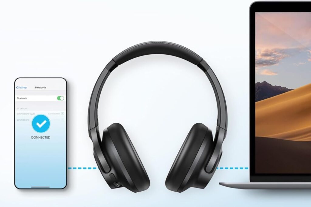 Soundcore Q20i Cascos Inalámbricos Bluetooth con Cancelación de Ruido Activa Híbrida by Anker, Reproducción ANC 40 Horas, Hi-Res Audio, Personalización vía App, Modo Transparencia, Graves Profundos