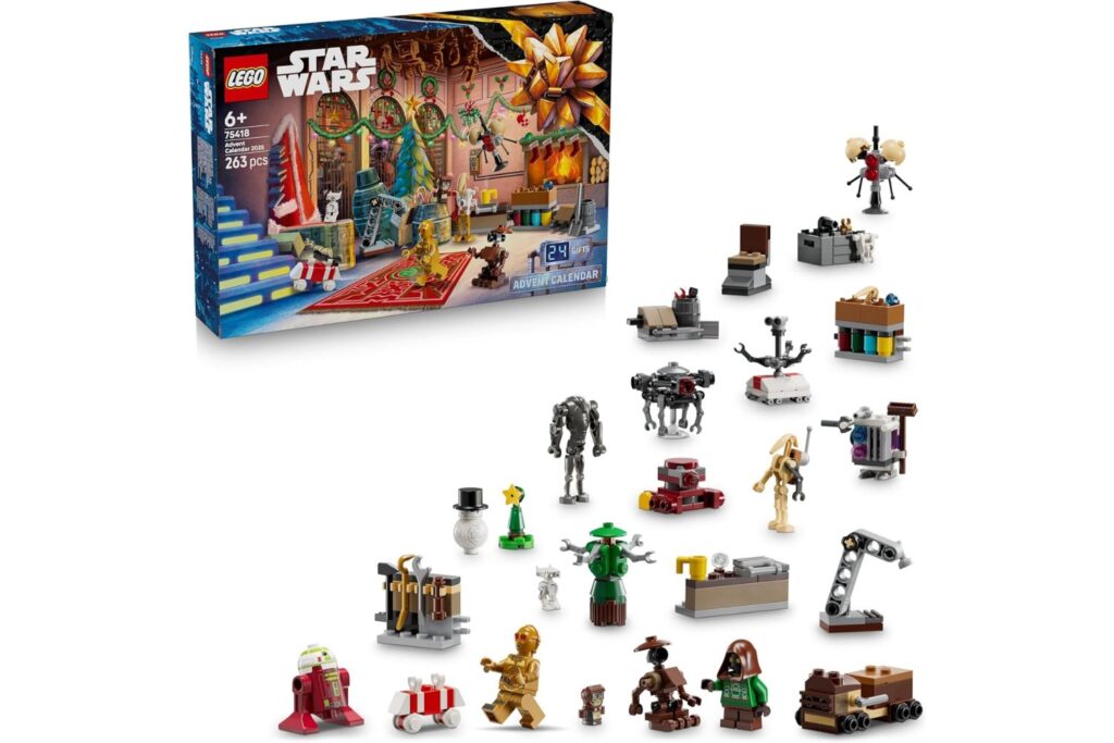 LEGO Star Wars Calendario de Adviento 2025 para Niños de 5+ Años - Juguete para la Cuenta Atrás de Navidad con 24 Sopresas Inc. 2 Minifiguras y 5 Figuras de Droides - Regalo Navideño 75418